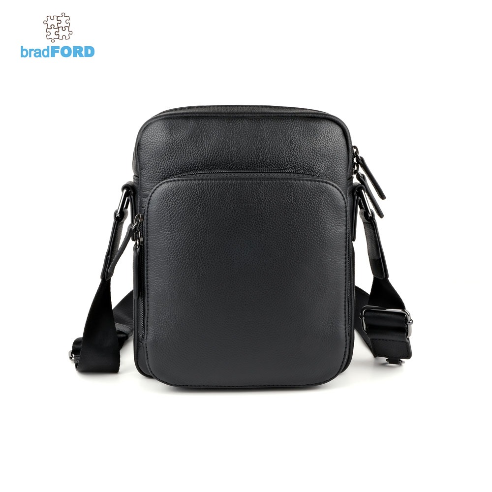 Mens black leather 2025 sling bag