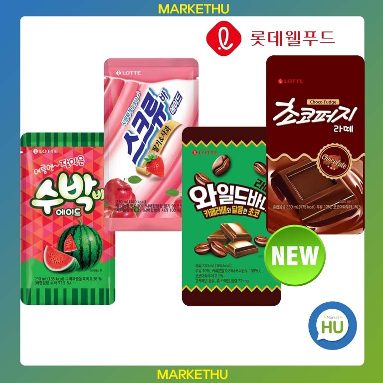 [LOTTE]Iced Drink Pouch Screw bar, Watermelon Bar Ade, Wild Body Latte