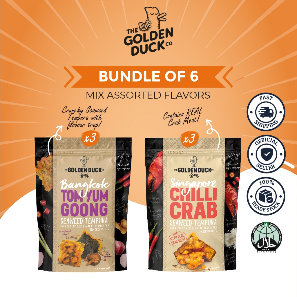[Bundle of 6] 3 x Tom Yum Goong Gourmet Seaweed Tempura & 3 x Chilli