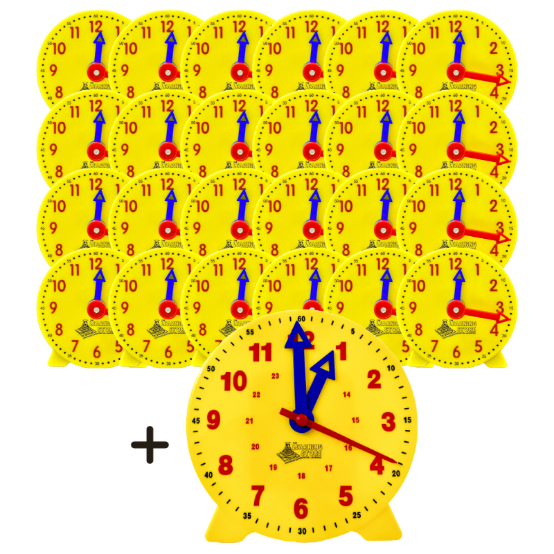 Learningstore Geared Student Clock Classroom Set | Teaching Clock for ...