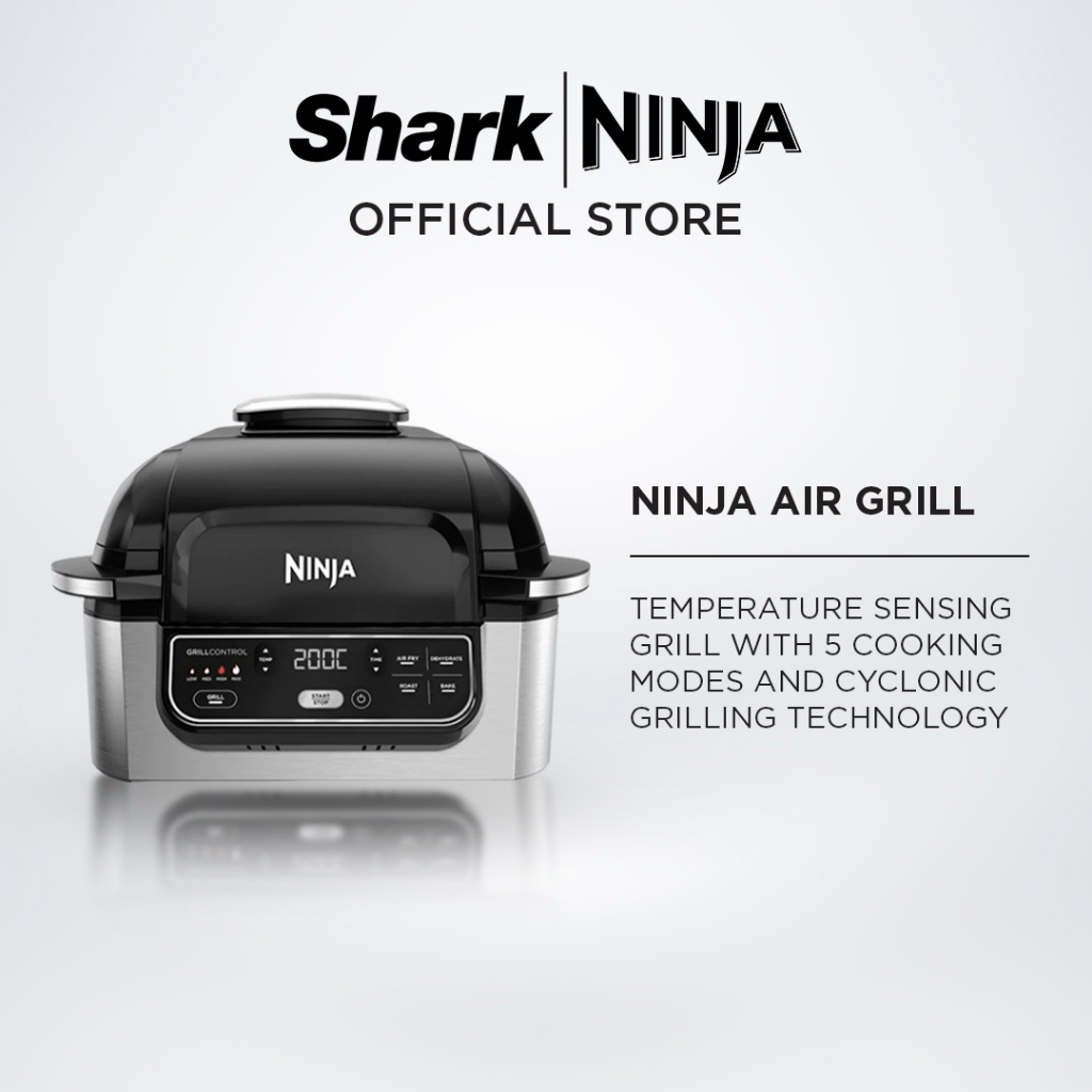 Ninja® Foodi™ 5-in-1 Non-Stick Indoor Grill w/ Air Fryer, Stainless Steel,  Black