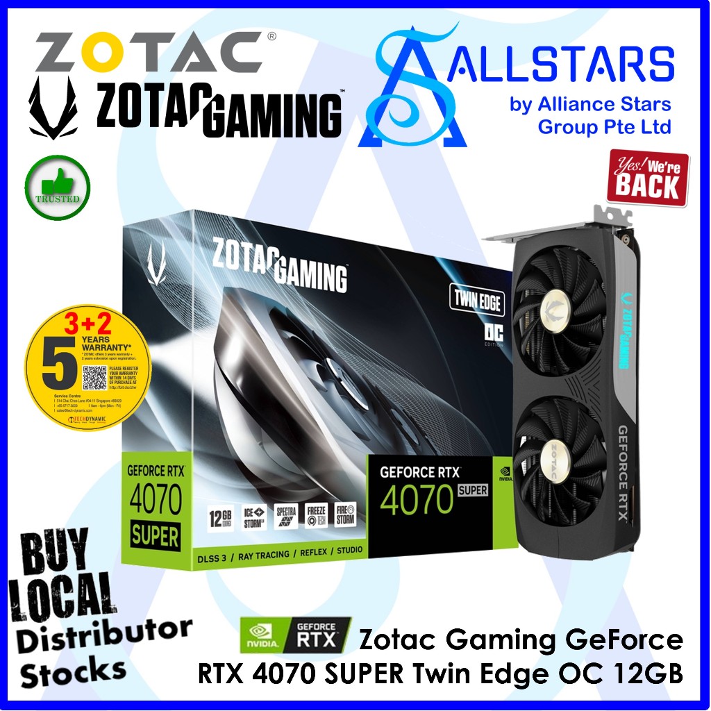 (ALLSTARS) ZOTAC RTX 4070 SUPER Twin Edge OC 12GB Gaming Graphics Card