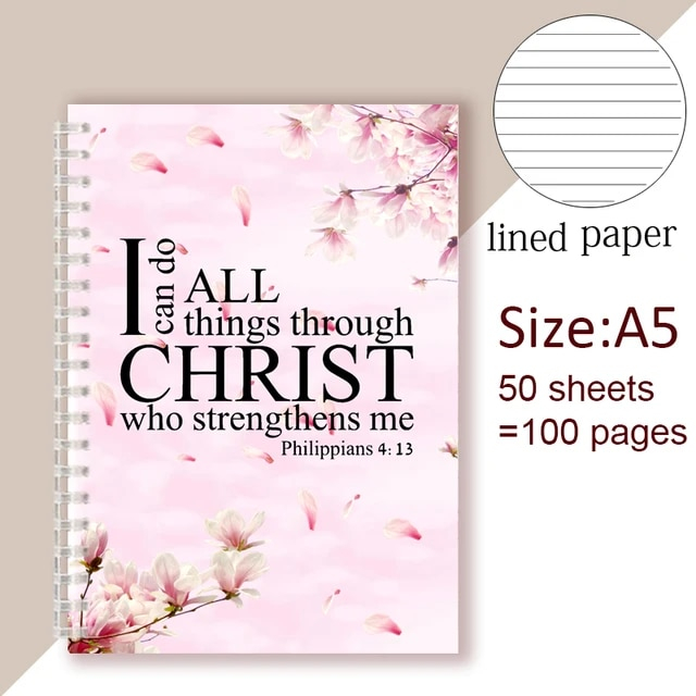 Spiral Notebook Christian Bible Verse Note Book - Philippians 4:13 - I ...