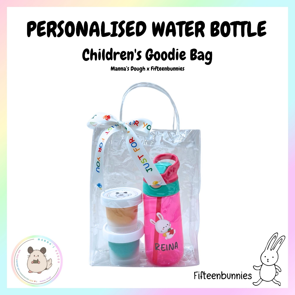 Personalised Water Bottle and Play Dough Goodie Bag Children's Goodie Bag Party Favour