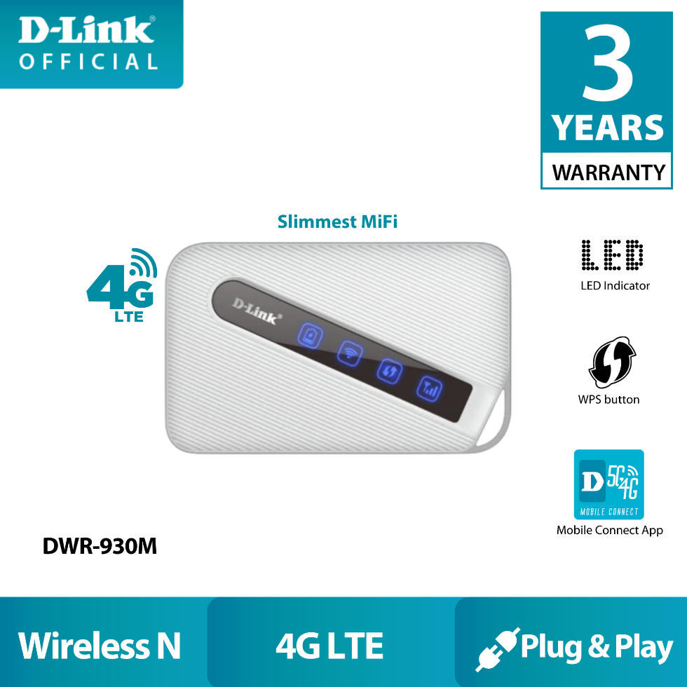 DLink DWR930M 150 Mbps 4G LTE Thin Mobile Travel WiFi Router/MiFi
