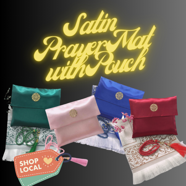 Travel Prayer Mat Set Satin Silk Turkish Design ( Prayer Mat + Tasbih