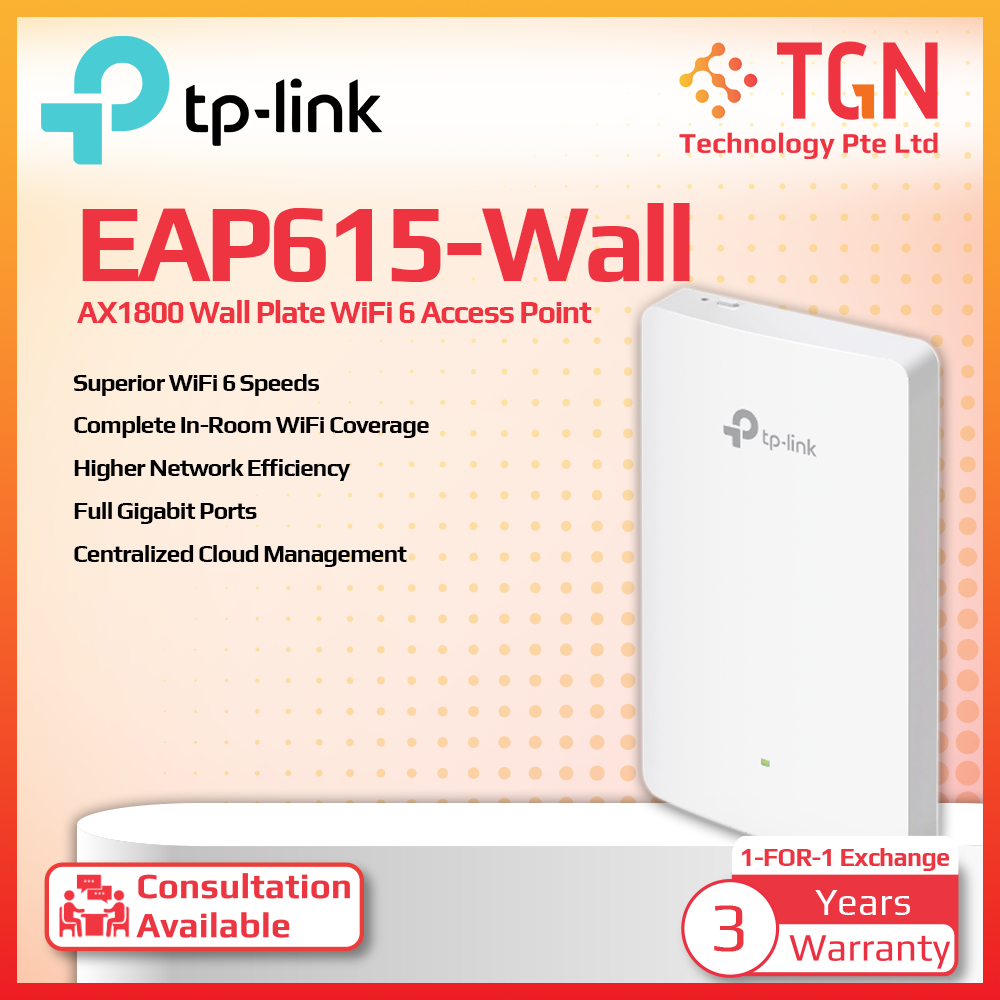 TP-LINK AX1800 Wall Plate WiFi 6 Access Point (EAP615-Wall)