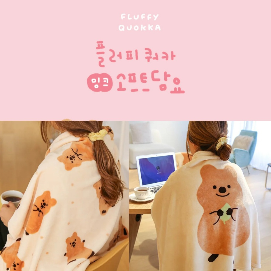 [KiKi QUOKKA] Korea Cartoon Character Fluffy Quokka Microfiber Mink