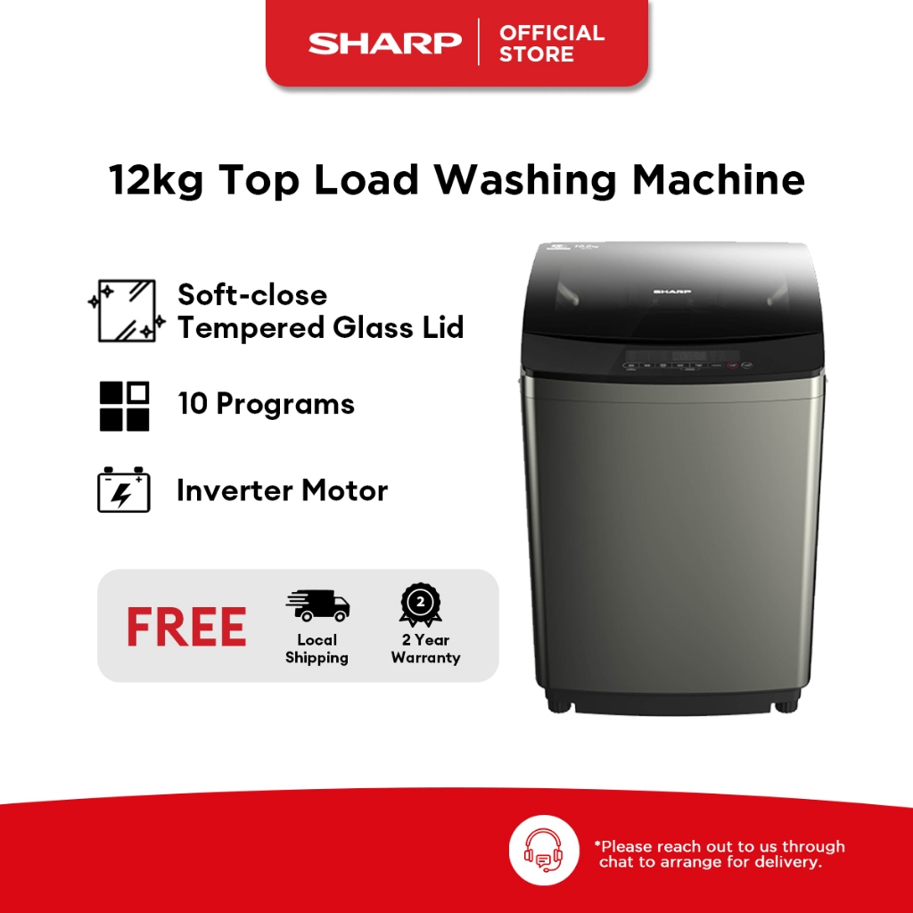 SHARP 12KG Top Load Washer l Washing Machine l ES-F120G (3 Ticks) l 10 ...