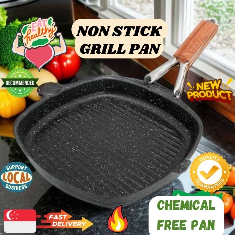 Nonstick Grill Pan Portable Medical Stone Grill Pan Round Skillet Grill Pan  For Stove Top Cooking