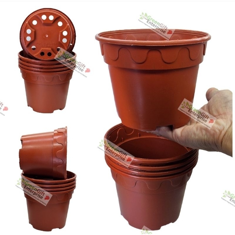 Plastic Round Pot Diameter 15cm Home Planting Pot (Cotta Brown Colour ...