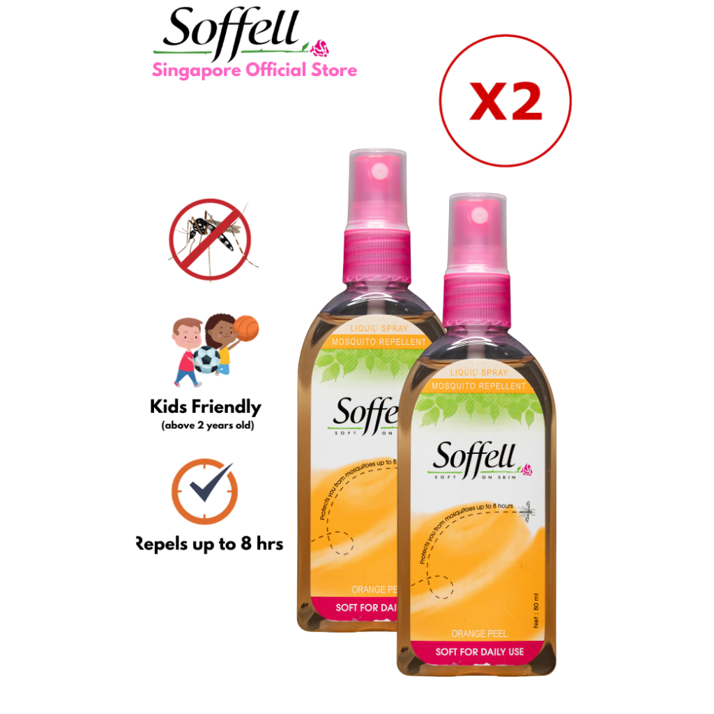 2 X SOFFELL Orange Peel Scented Mosquito Repellent 80 ML (Contains DEET