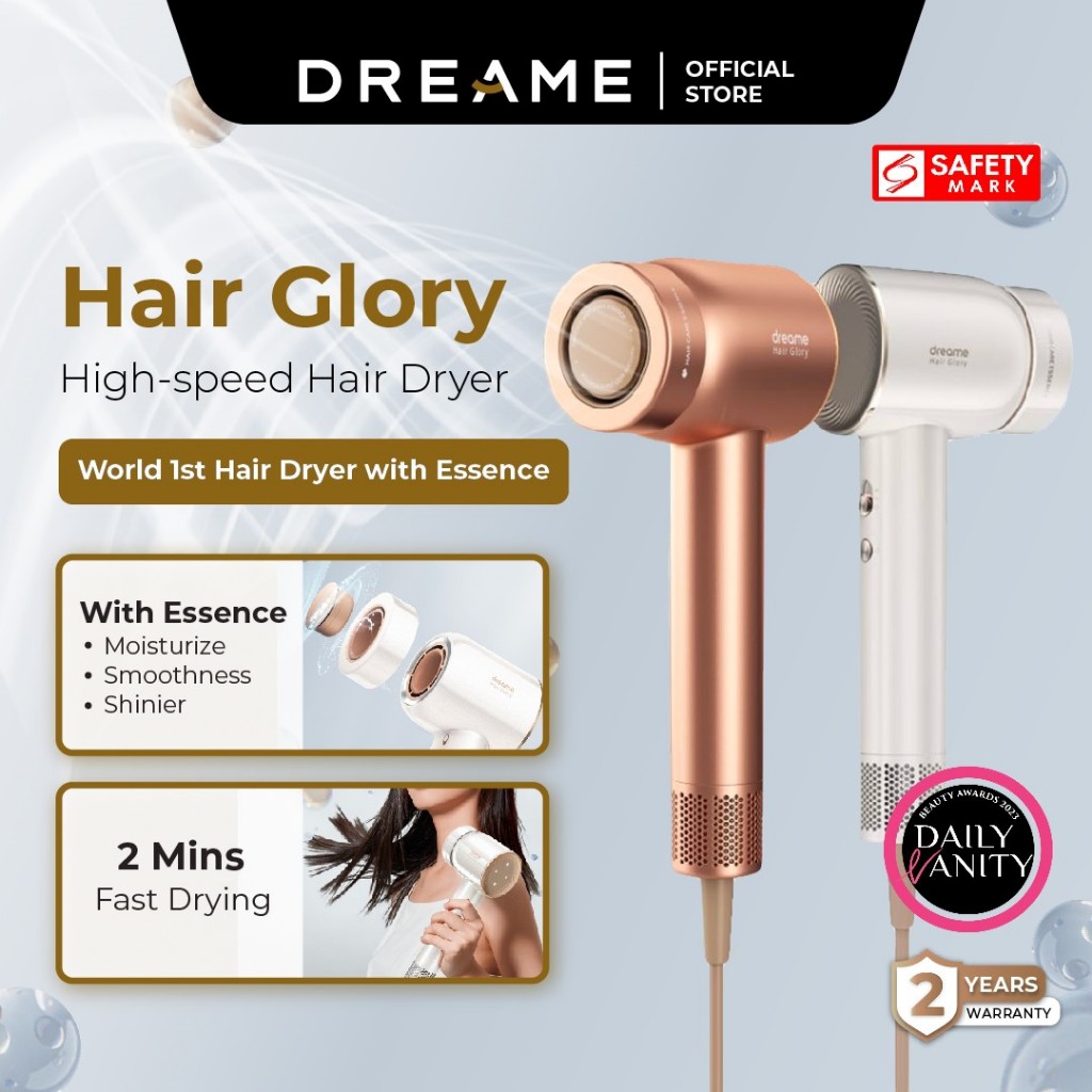 Dreame Glory Hair Dryer, Fast Drying, Negative Ionic Blow Dryer, 110,000  RPM Motor High-Speed, Lightweight, Low Noise Hairdryer for Travel, Constant
