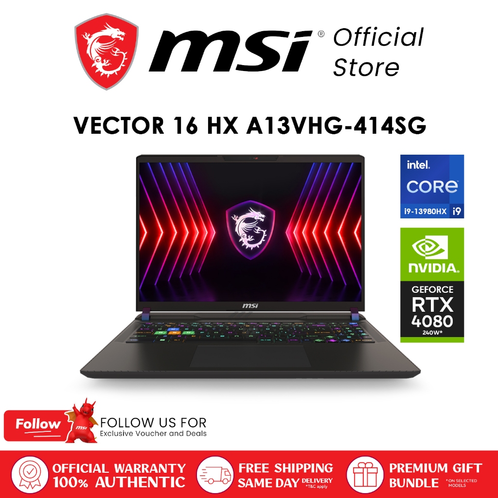 MSI Laptop Vector 16 HX A13VHG-414SG Gaming Laptop / Intel i9-13980HX ...