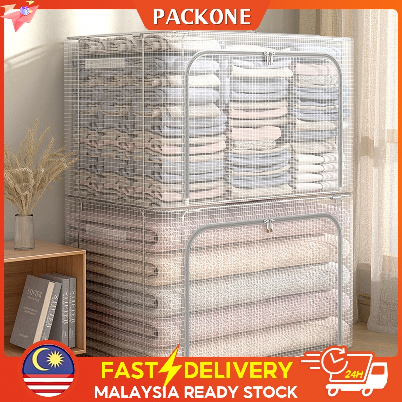 Packone 66/110L PVC Storage Box Transparent Foldable Steel Frame ...