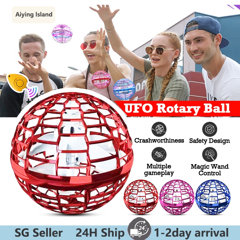 【SG】Flying Ball Toy Flying Spinner with LED Lights 360Rotating Magic ...
