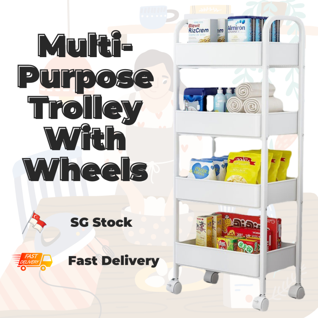 SG Seller Kitchen Shelves/Snack Trolley/ Movable Shelves Kitchen Rack ...