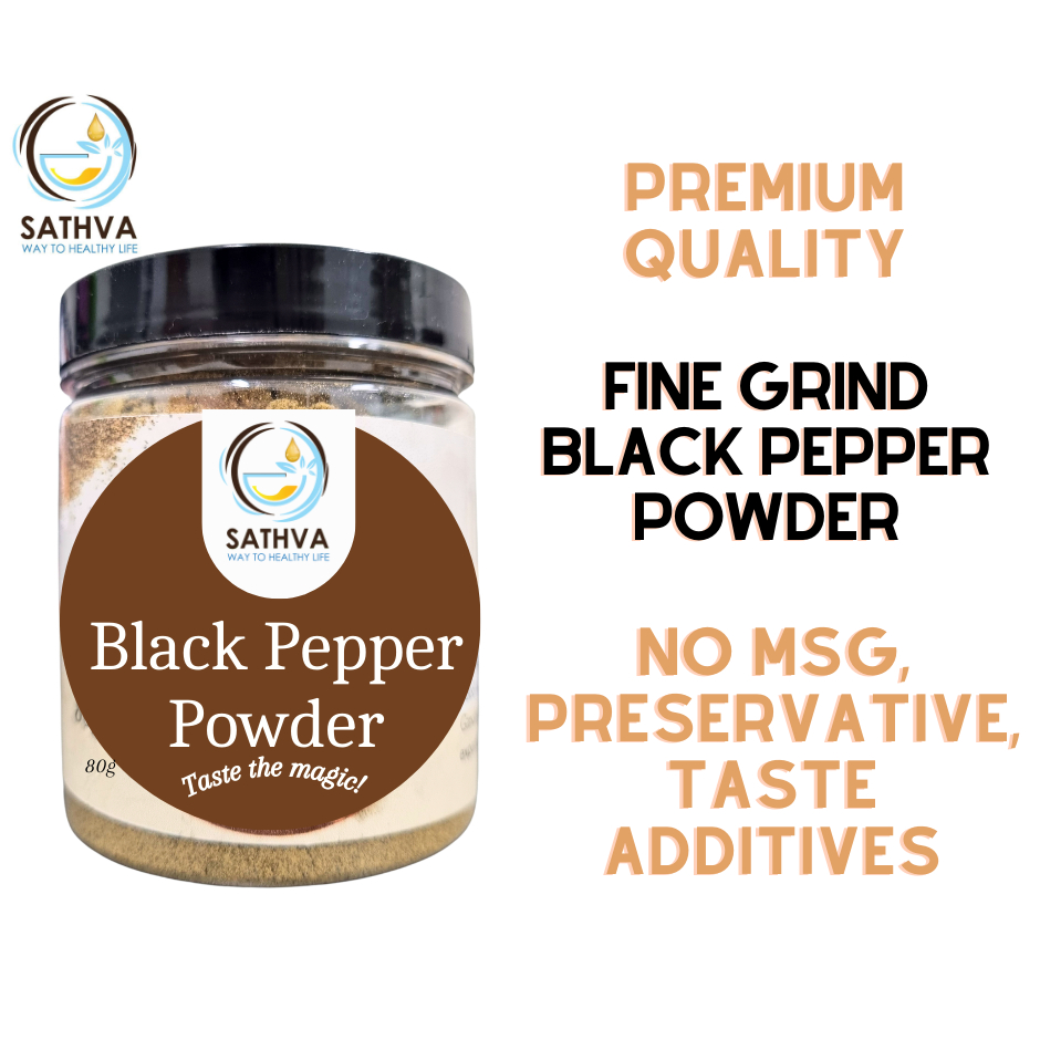 Sathva Black Pepper Powder Authentic Malabar Grade Pepper (Fine Grind ...