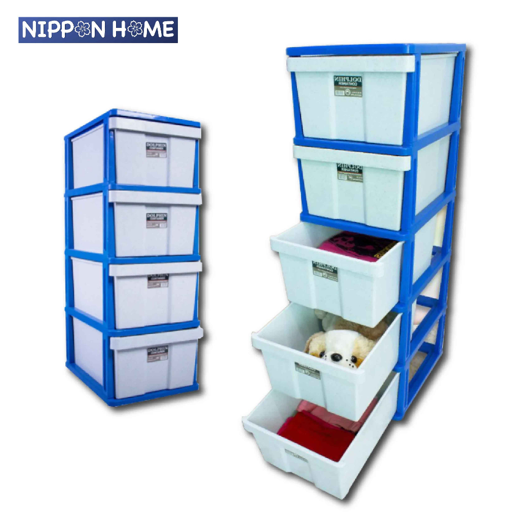 [Household]Twin Dolphin 4/5 Tiers Premium Storage Plastic Storage Box Drawer Organizer