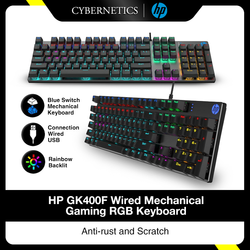 HP GK400F WIRED MECHANICAL GAMING RGB KEYBOARD WITH BLUE SWITCH , ANTI