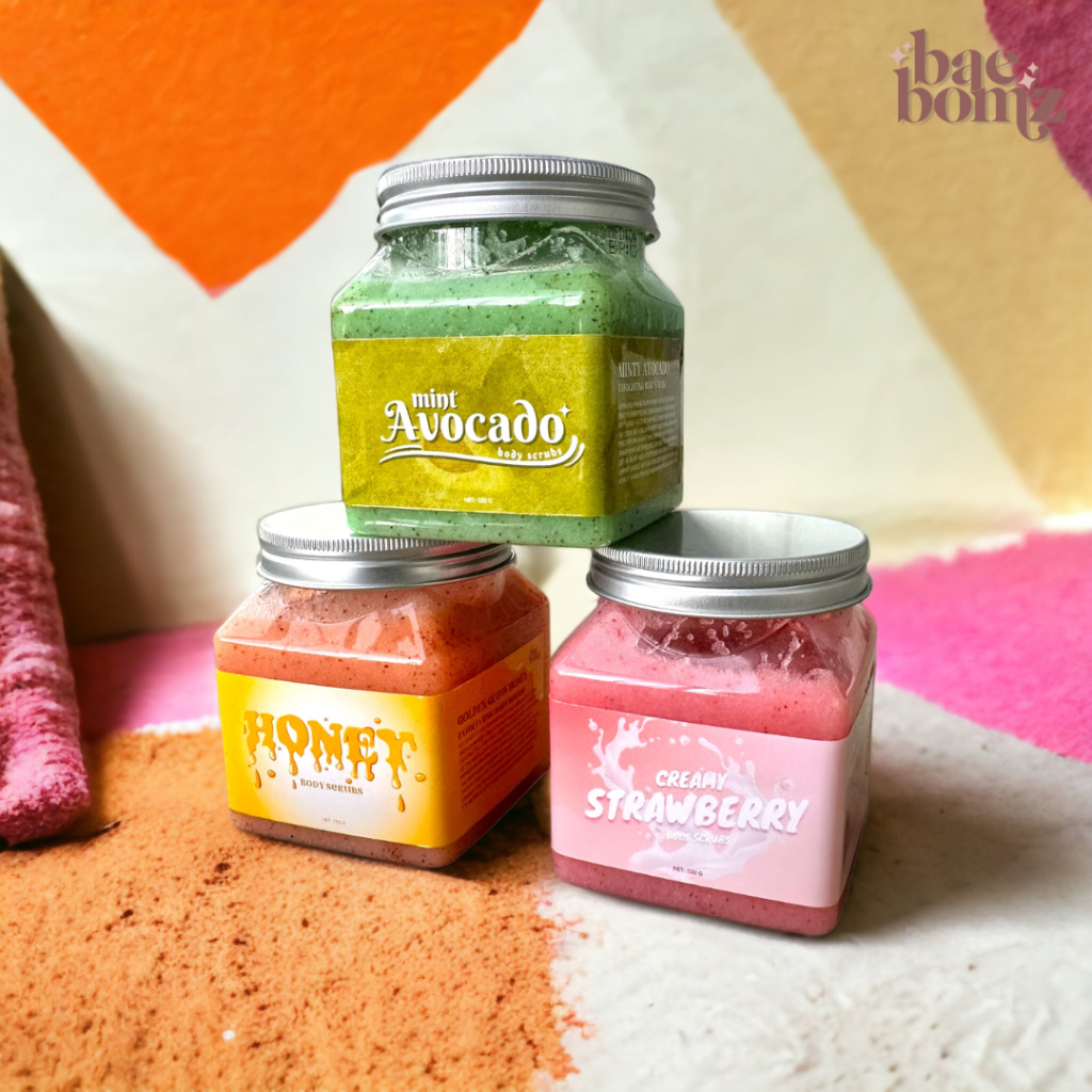 500g Creamy Walnut Shell Body Scrubs Avocado Mint, Creamy Strawberry