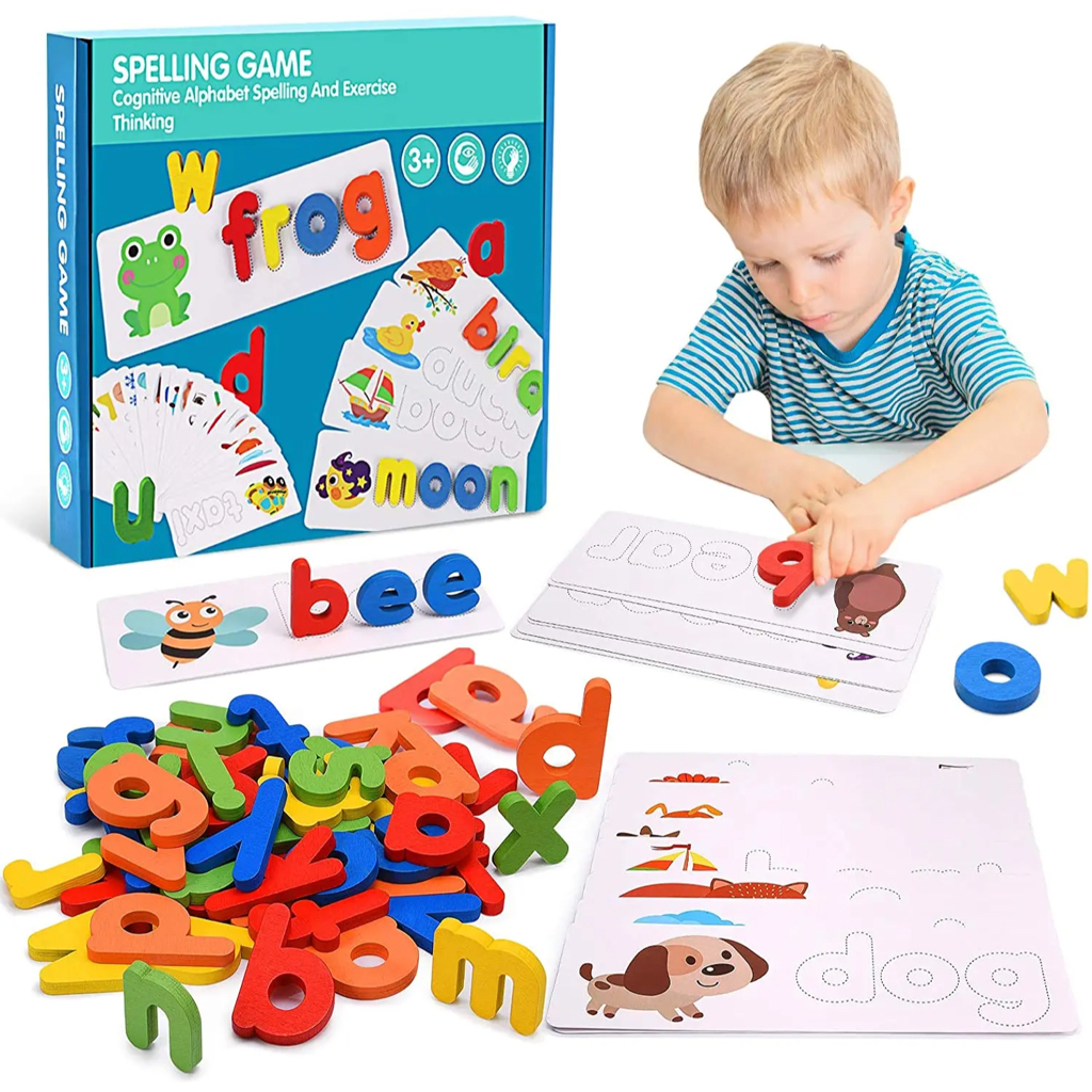 Wooden Alphabet Spelling Games with English Phonics Cards Early ...