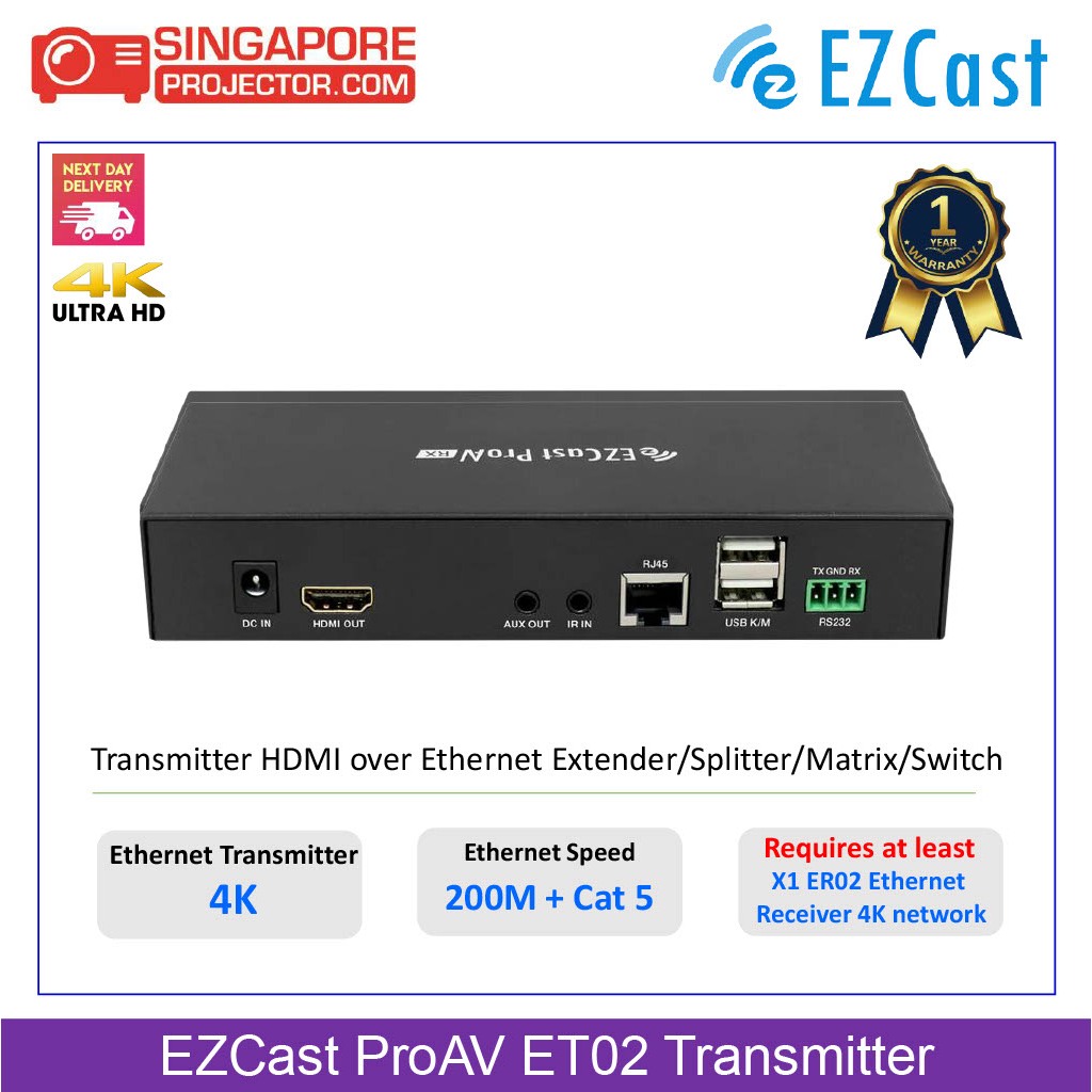 EZCast ProAV ET02 4K Transmitter HDMI over Ethernet Extender | Shopee ...