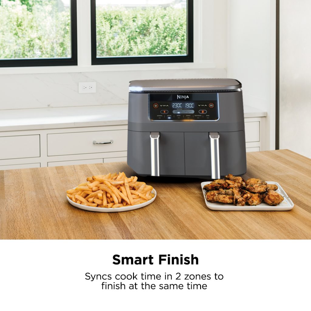 Ninja Foodi DualZone 6 in 1 Digital Air Fryer 7.6L No Oil Crisp Roast Bake Reheat Dehydrate Non Stick AF300