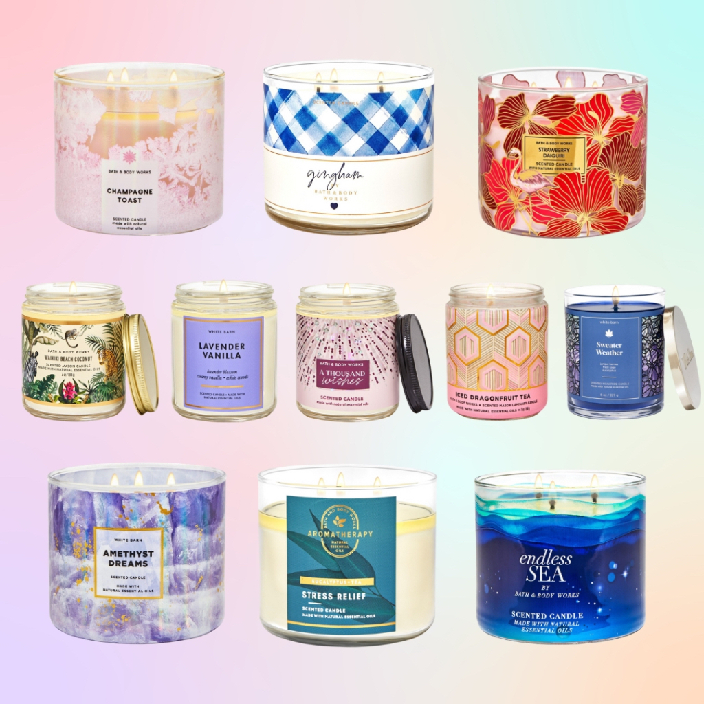 BESTSELLING BATH BODY WORKS SINGLE AND WICK SCENTED CANDLES