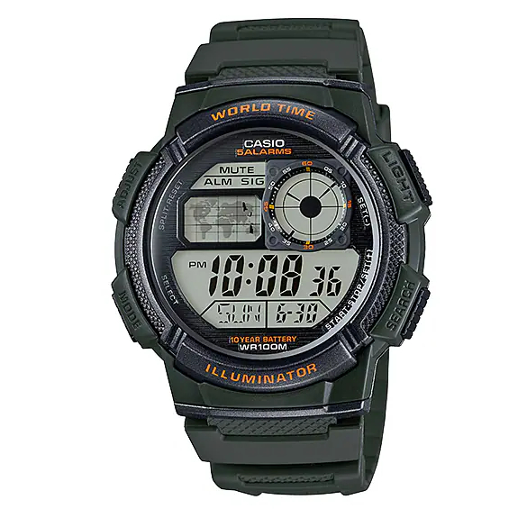 Casio watch clearance world time illuminator