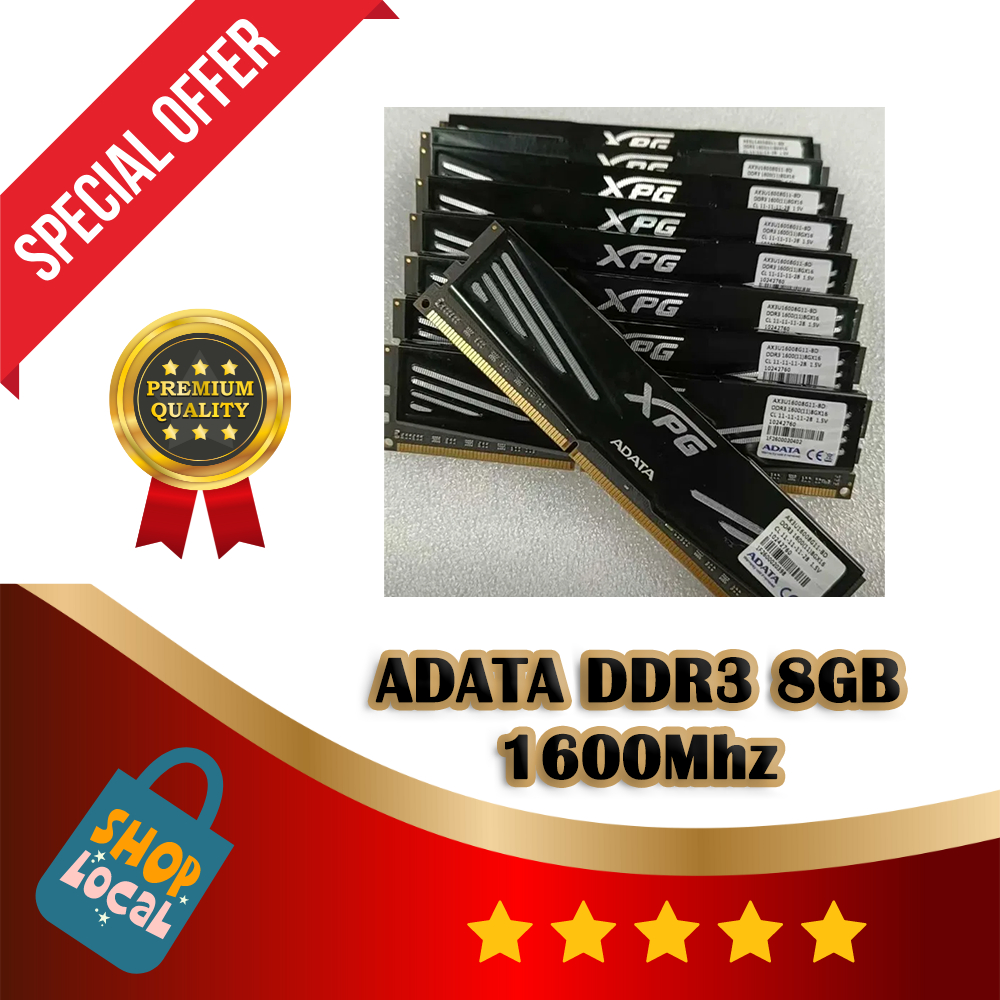 SG ADATA DDR3 1600 CL11 8GB 16GB 1.5V Desktop Ram with Heatspreader Shopee Singapore