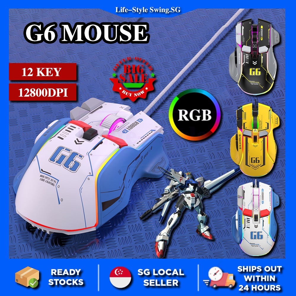 【SG Stock】Gaming Mouse 12800dpi Rgb Colorful Mouse Luminous Multi
