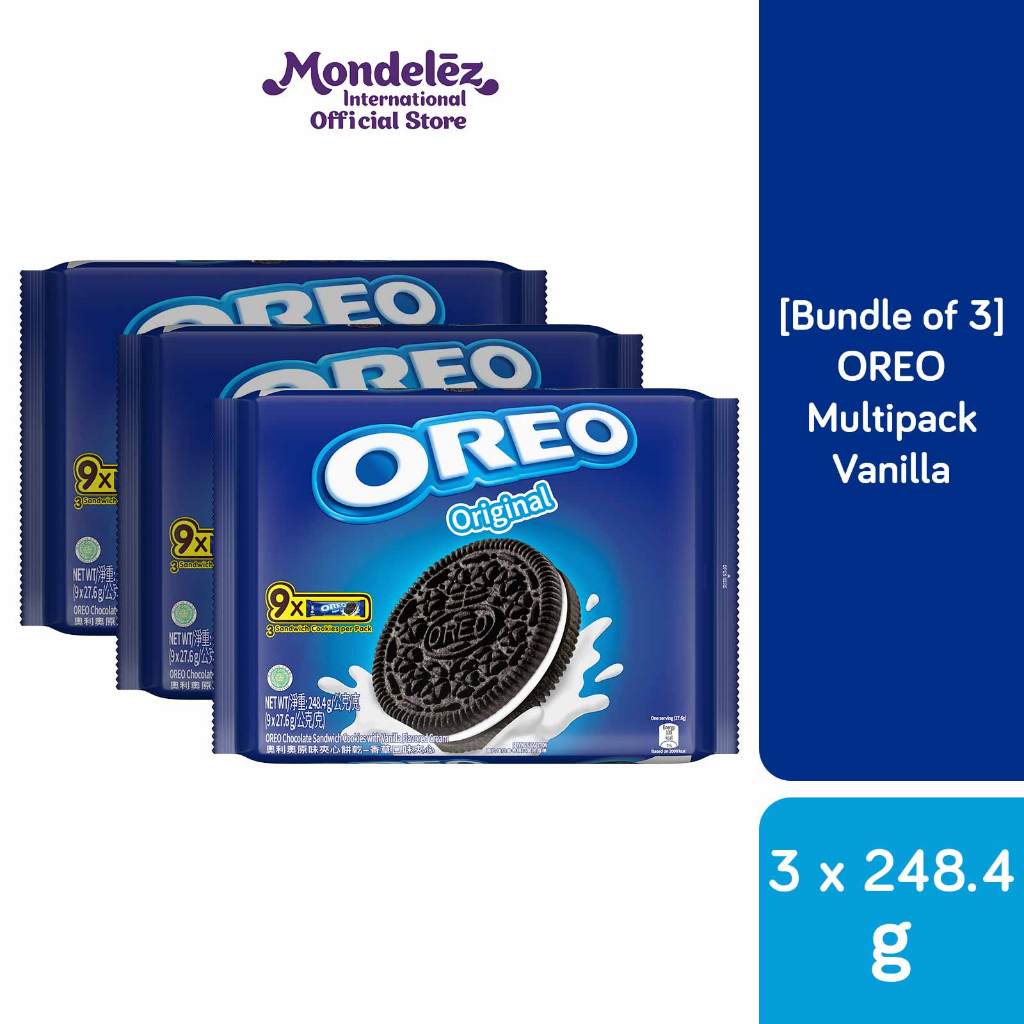 Bundle Of 3 Oreo Vanilla Cream 9x276g Original Sandwich Cookies Multipack Made With Real 2666