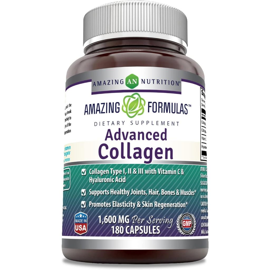 Amazing Formulas Advanced Collagen 180 Veggie Capsules 1600mg Per