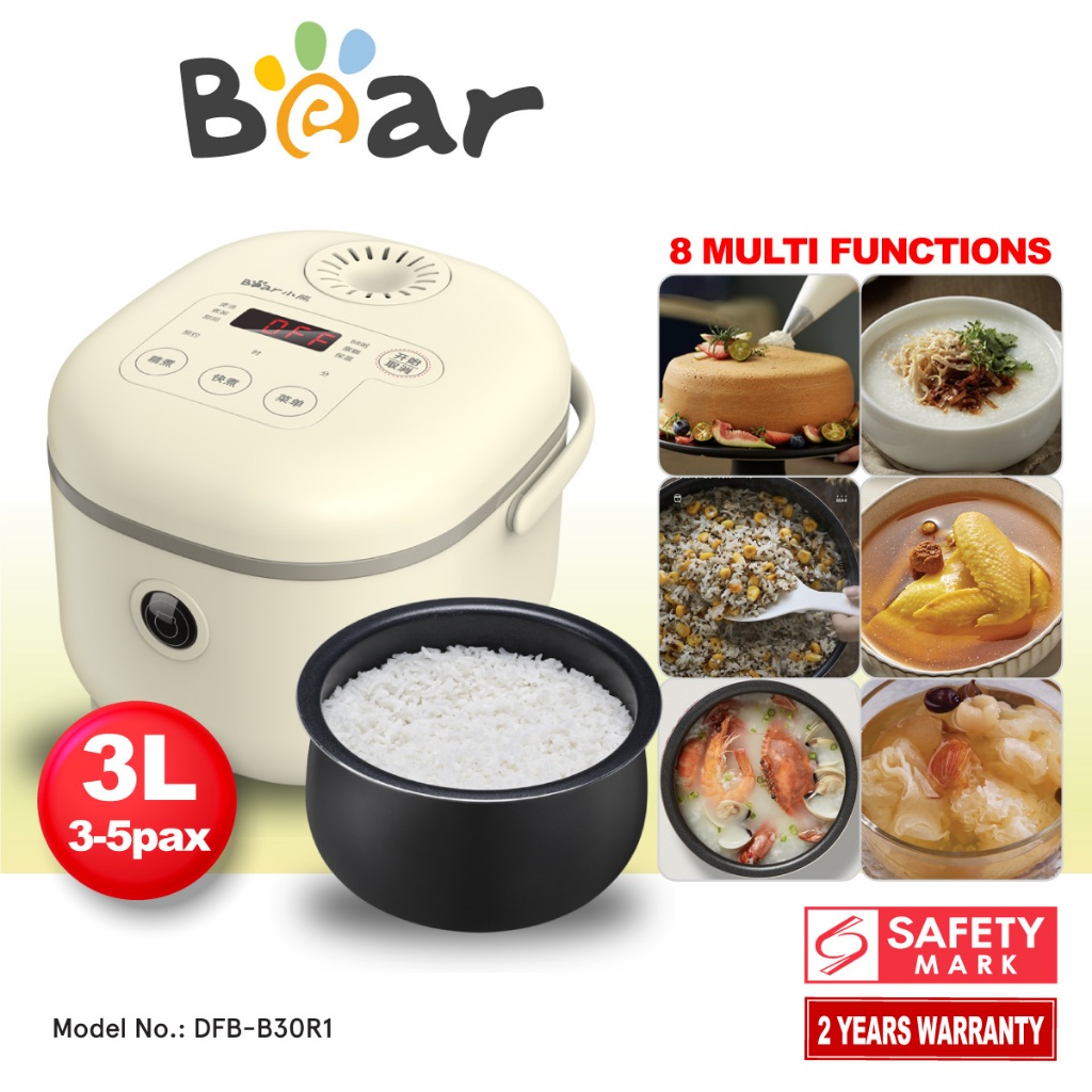 BEAR Rice Cooker Digital 8 multi functions Cooker 3L DFB B30R1 Shopee Singapore