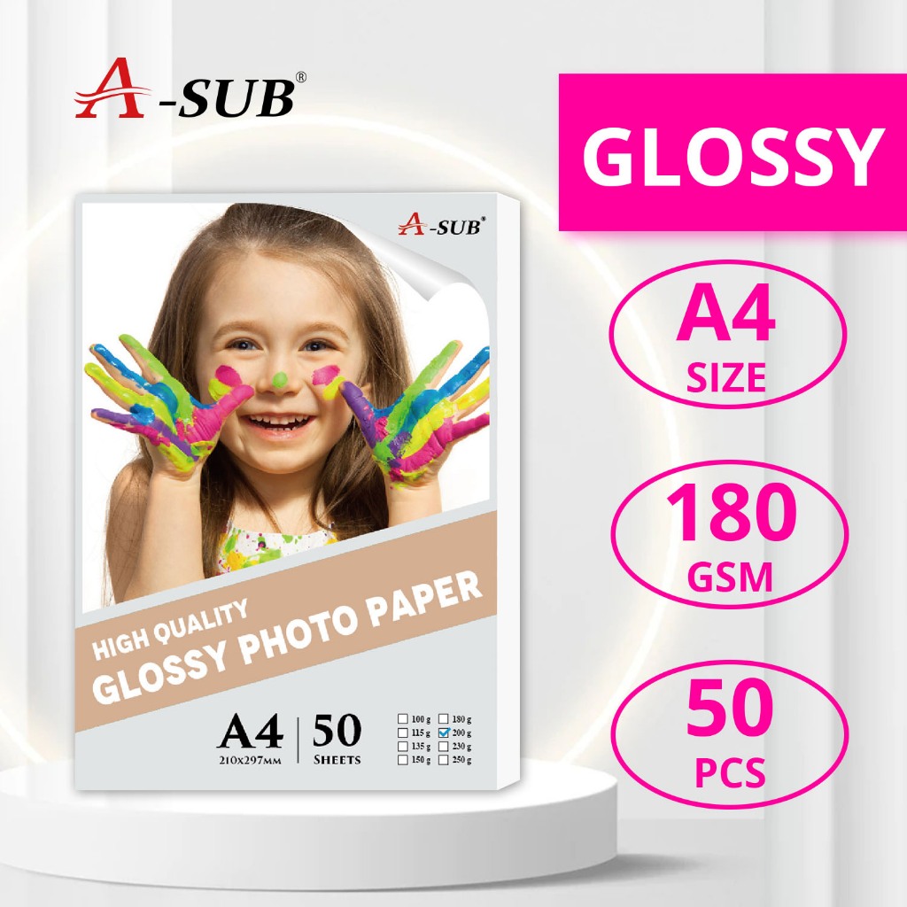 High Glossy A Sub Glossy Photo Paper Fast Dry 180gsm Photograph Printing A4 Size High Gloss 0926