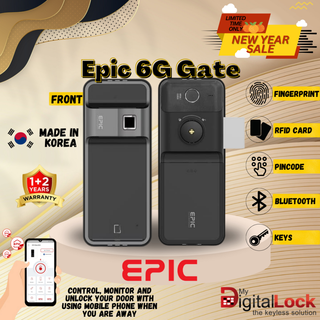 [FREE INSTALLATION] Epic 6G Pro Gate Digital Lock (Dual Fingerprint