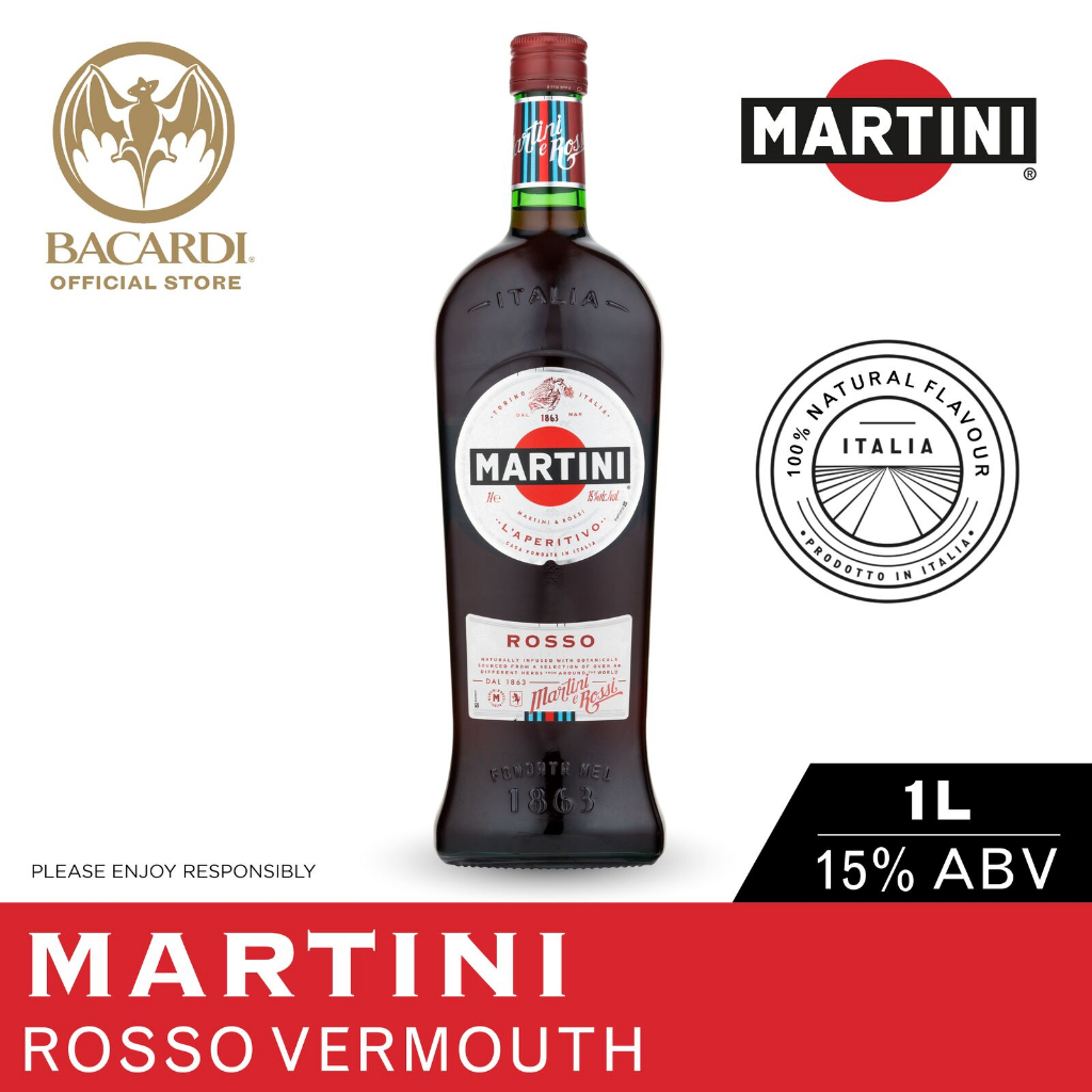 MARTINI Rosso Vermouth 1L / 100cl, 15 ABV Fortified Wine Cocktail Mixer Shopee Singapore