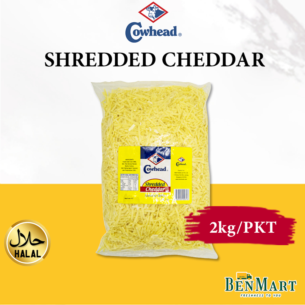 [BenMart Frozen] Cowhead Shredded Cheddar Cheese Bulk Value Pack 2kg