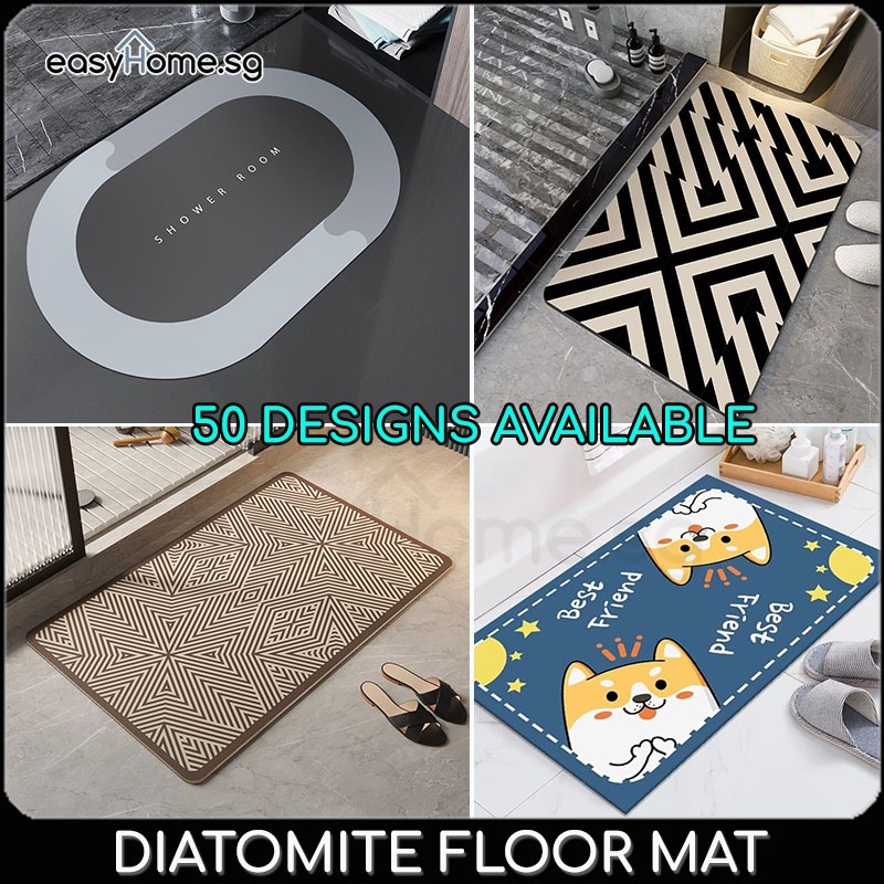 Easyhome.sg Shower Room Mat Diatomite Mud Floor Mat Absorbent Quick Dry ...