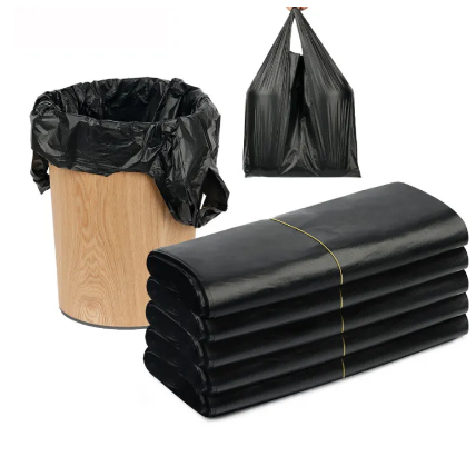 50pcs/pack Household Thickened Black Garbage Bag, Disposable Vest Style  Portable Plastic Bag