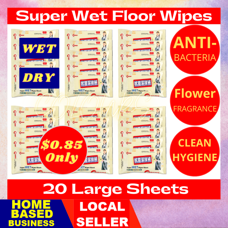 Sg Seller Super Wet Floor Wipes Anti Bacteria Cleaning Sheets Agent