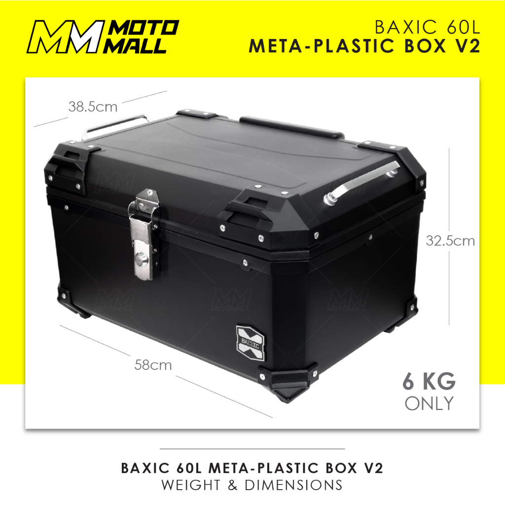 BAXIC Extra Large Motorcycle Top Box 60L Plastic 