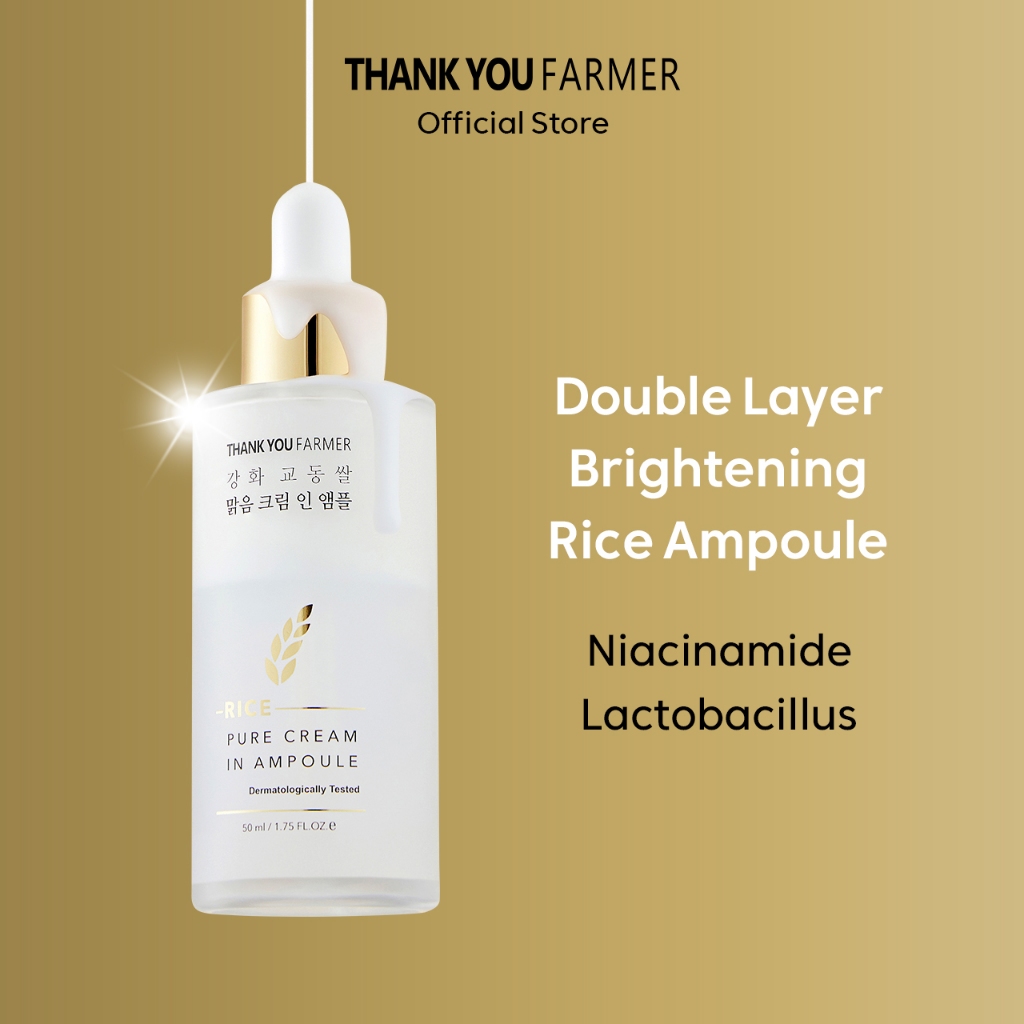 THANK YOU FARMER Rice Pure Cream in Ampoule 50ml, Brightening Glowing ...