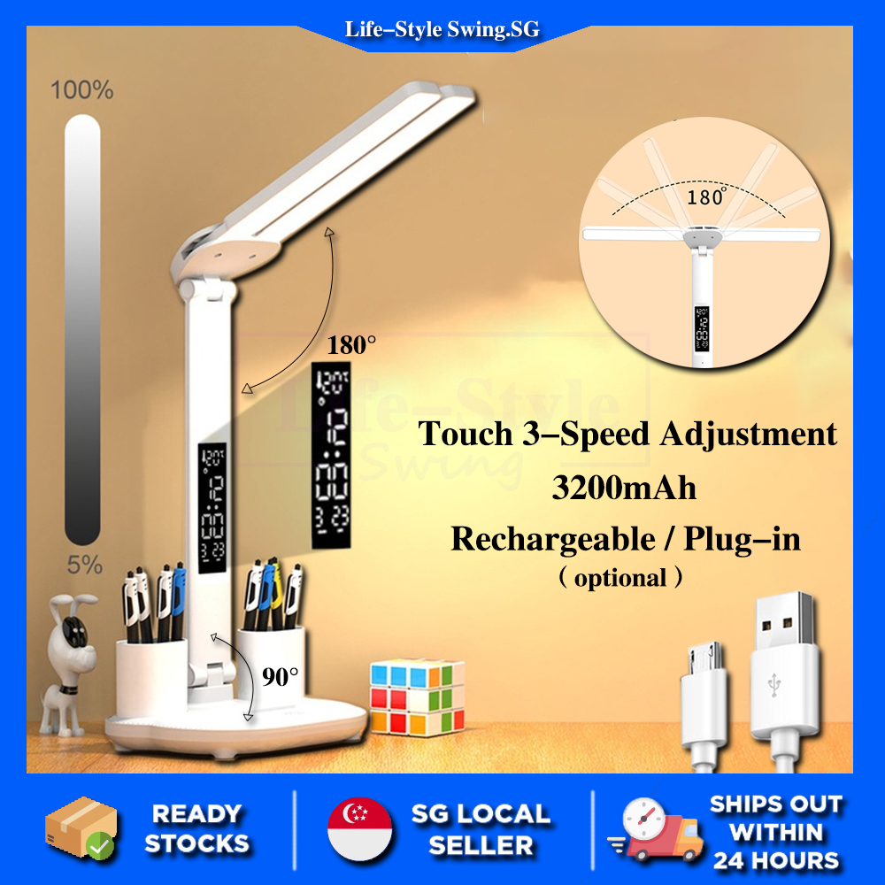 SG🔥Local Stock🔥Table Lamp Study Desk Lamp 3 Color Touch Led Smart Table