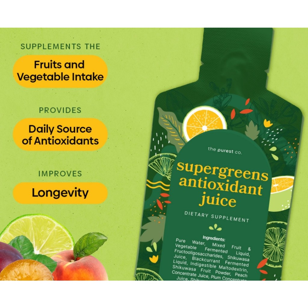 Purest Co Supergreens Antioxidant Juice (Detox & Immunity) (15 sachets