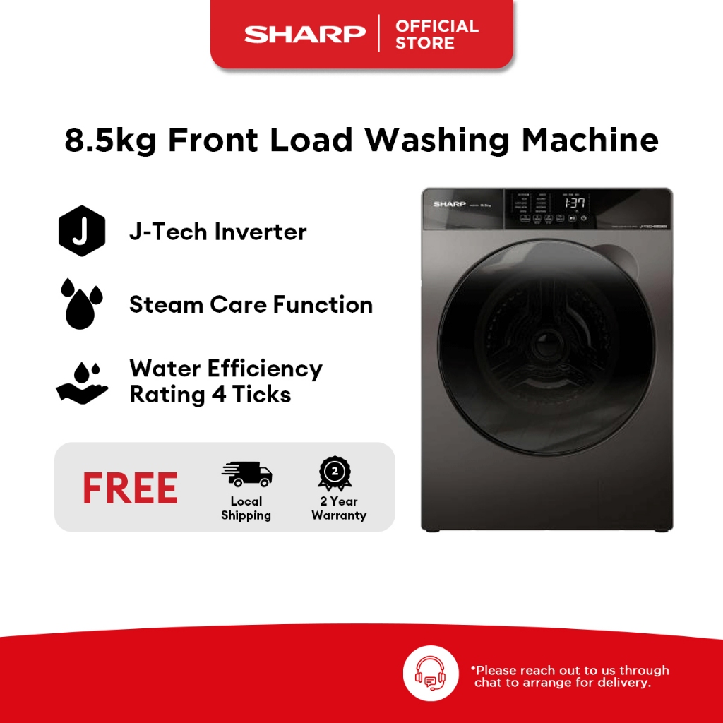 SHARP 8.5KG Front Load Washer l Washing Machine l ES-FW85SG l 2 Year ...