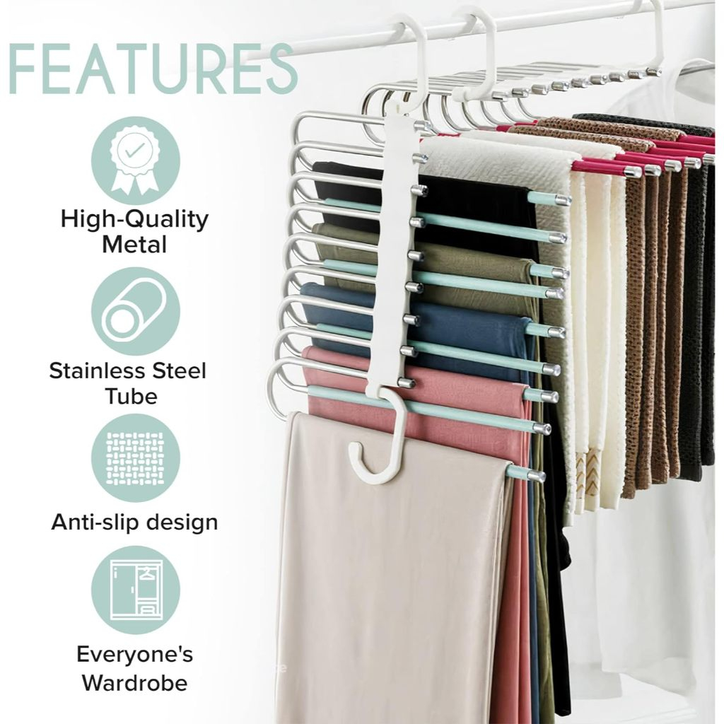 HAOYIJIA 4 Tier Pants Hanger Organizer - Space Saving Closet Storage Rack (Pack Of 3) 3 thumbnail image