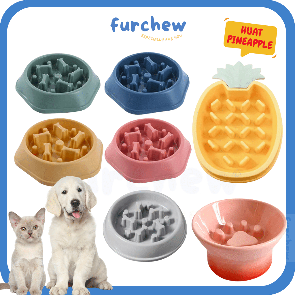 Picture of [SG] Pet Slow Feeder Bowls with Bones Prints Design - Suitable for Dogs ...