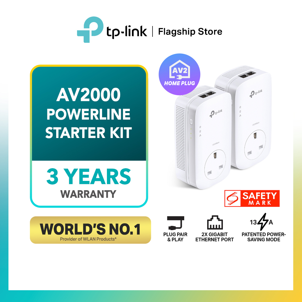 TP-LINK TL-PA9020P KIT AV2000 HomePlug AV2 MU-MIMO Gigabit Passthrough ...